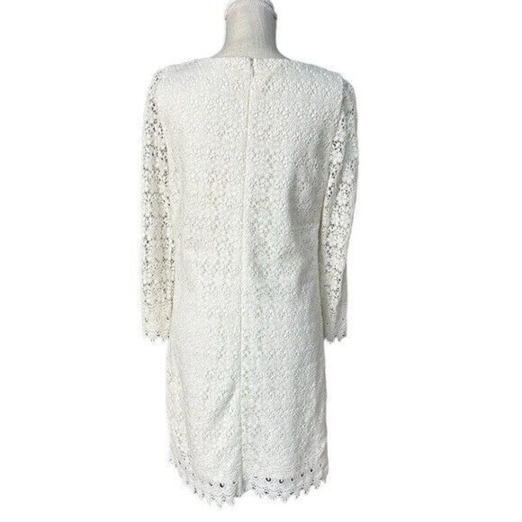 J. Crew  Womens  White Lace Long Sleeve Midi‎ Dress Size 10 - Picture 3 of 9